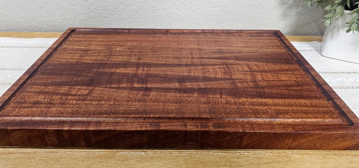 Large African Sapele Edge Grain Cutting Board With Juice Grooves