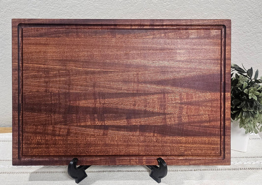 Large African Sapele Edge Grain Cutting Board With Juice Grooves