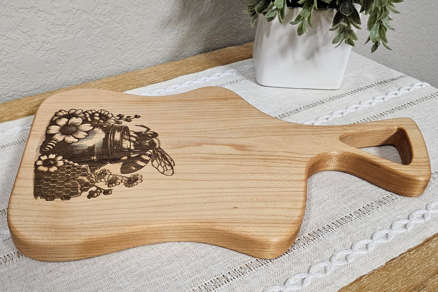 Maple Charcuterie Board with Honeybee Laser Engraved Design