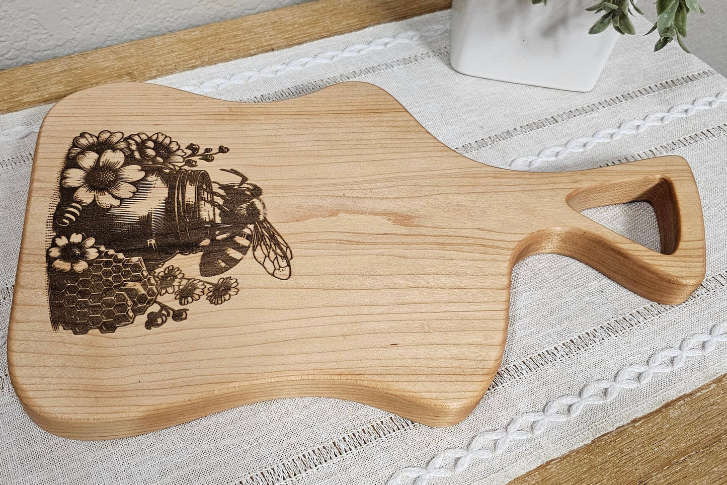 Maple Charcuterie Board with Honeybee Laser Engraved Design