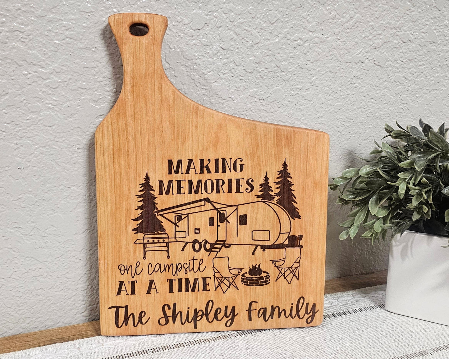 Campsite & Personalized Name Laser Engraving Charcuterie Board
