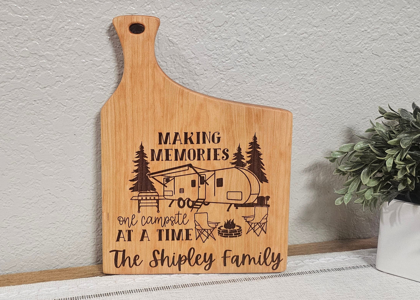 Campsite & Personalized Name Laser Engraving Charcuterie Board