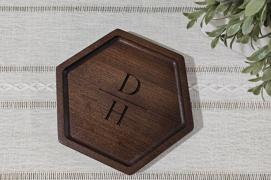 Personalized Wooden Tray | Catch All Tray | Desk Organizer | Initials Engraving