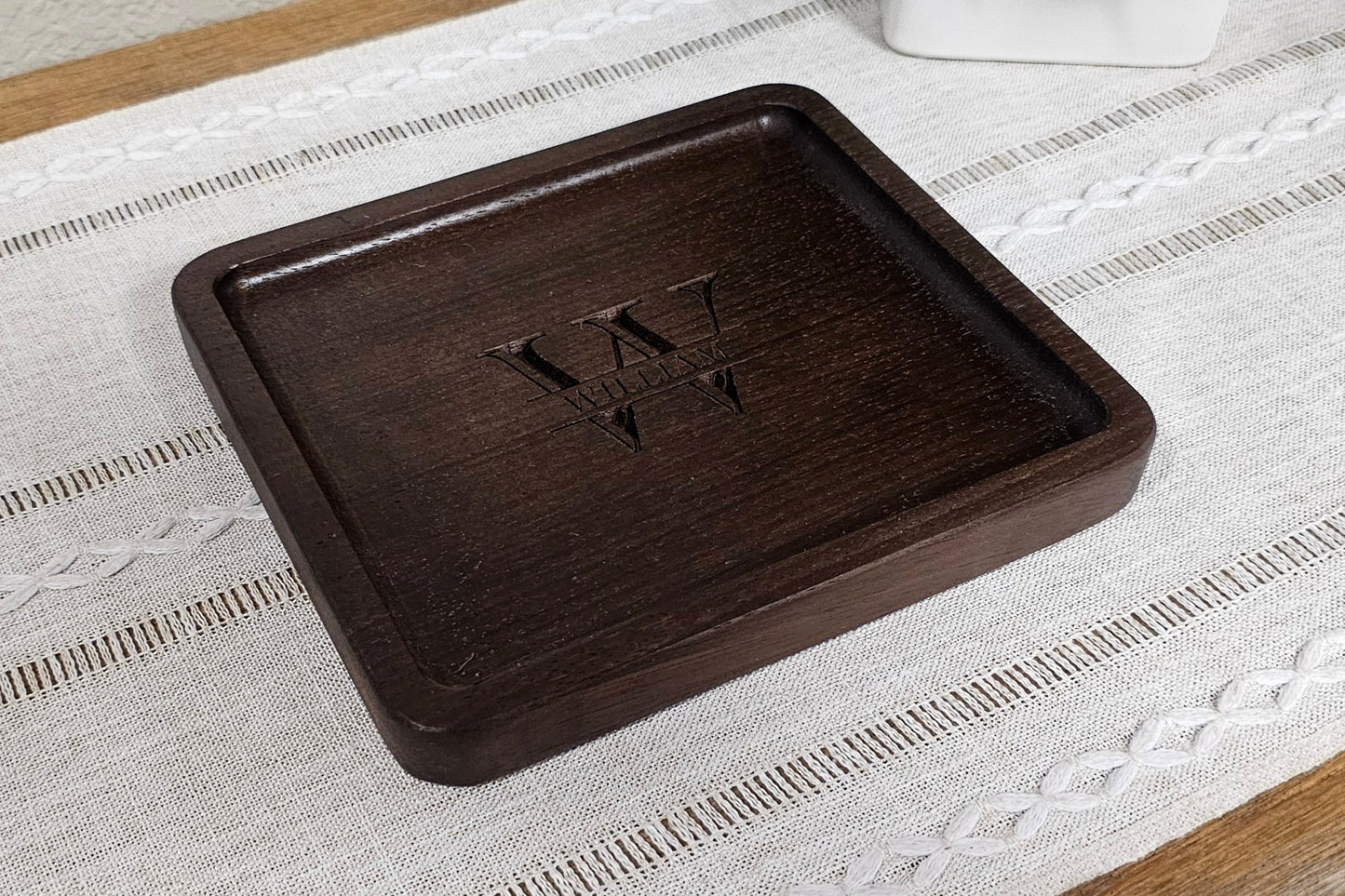 Personalized Wooden Tray | Catch All Tray | Desk Organizer | Initial & Name Split Monogram