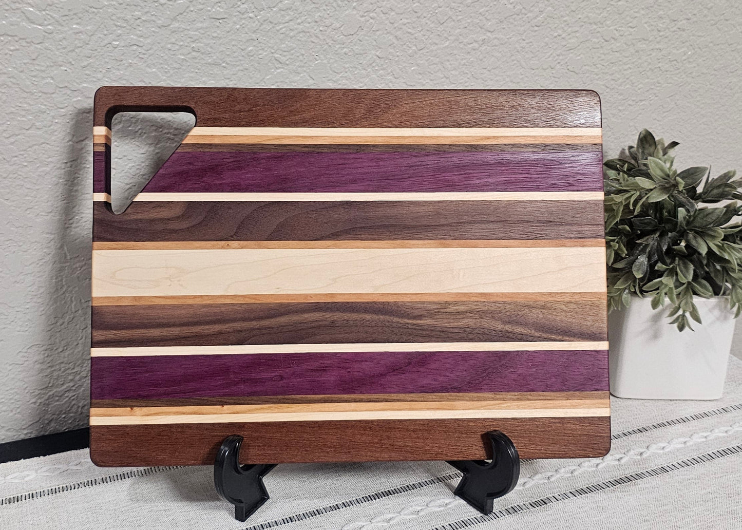 Cutting Board With Handle | | Maple, Cherry, Walnut, African Sapele, & Purpleheart Woods