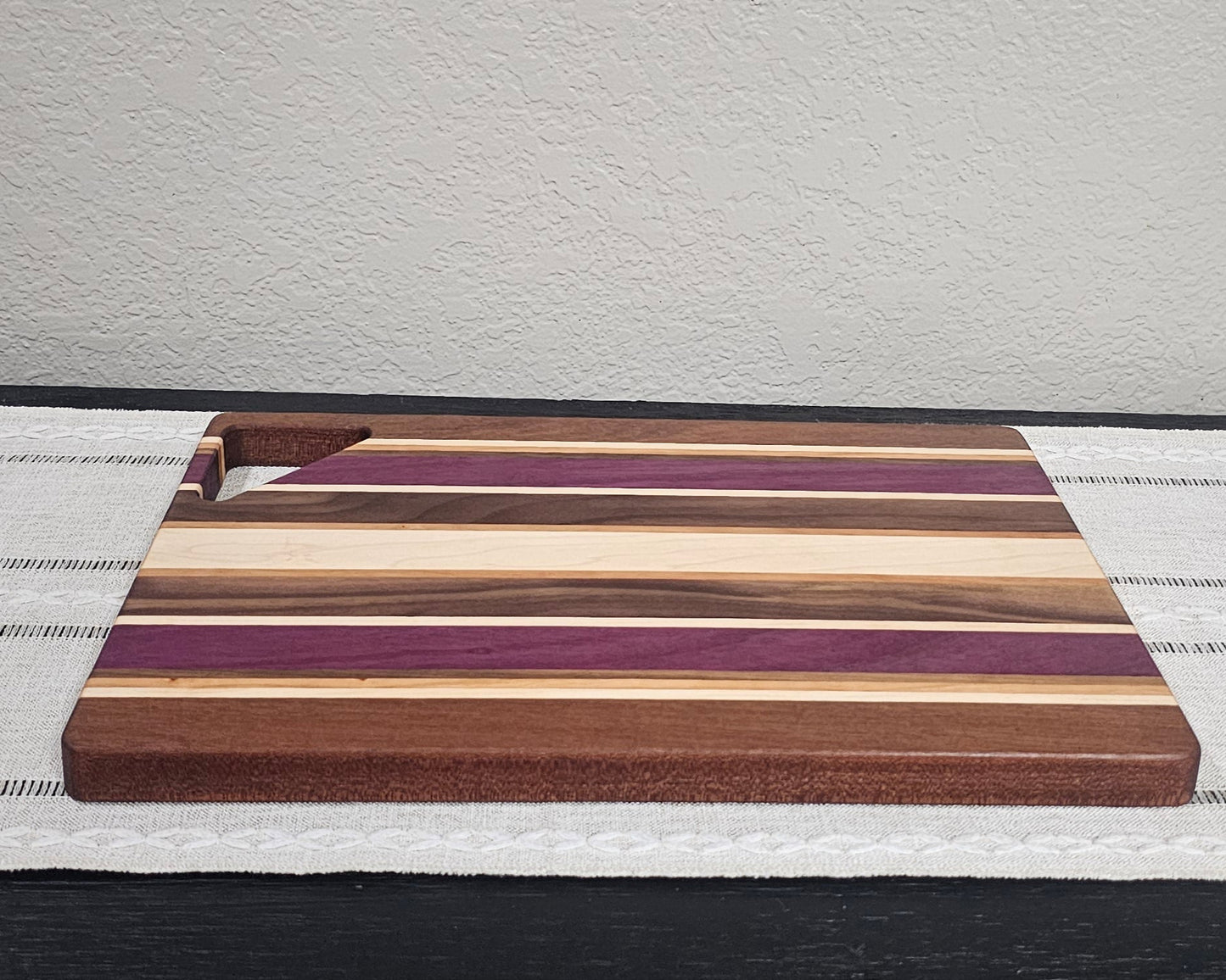 Cutting Board With Handle | | Maple, Cherry, Walnut, African Sapele, & Purpleheart Woods
