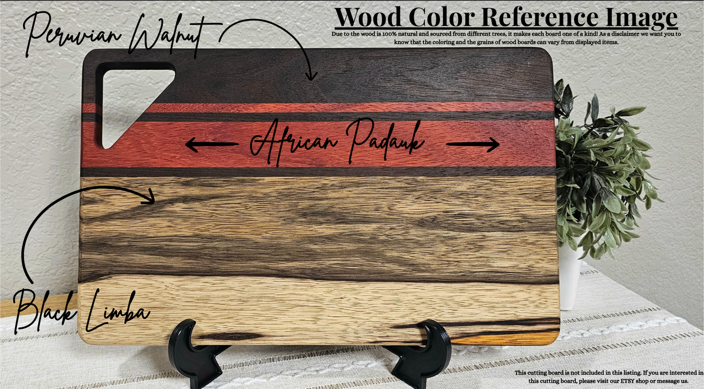 Solid Wood Cutting Board –  Multiple Wood Color Options - 3 Size Options