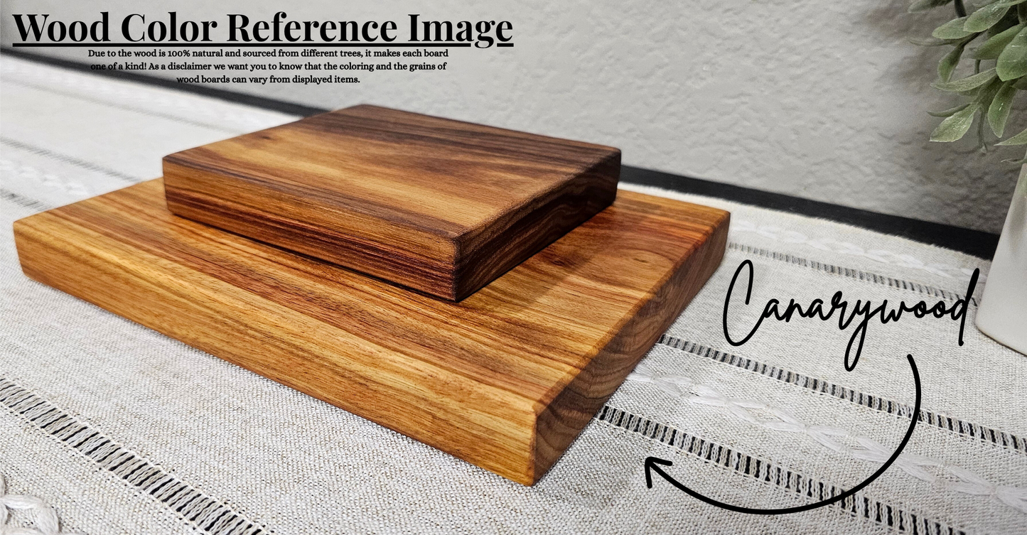 Solid Wood Cutting Board –  Multiple Wood Color Options - 3 Size Options