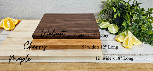 Edge Grain Cutting Board | Maple, Cherry, or Walnut | 2 Size Options