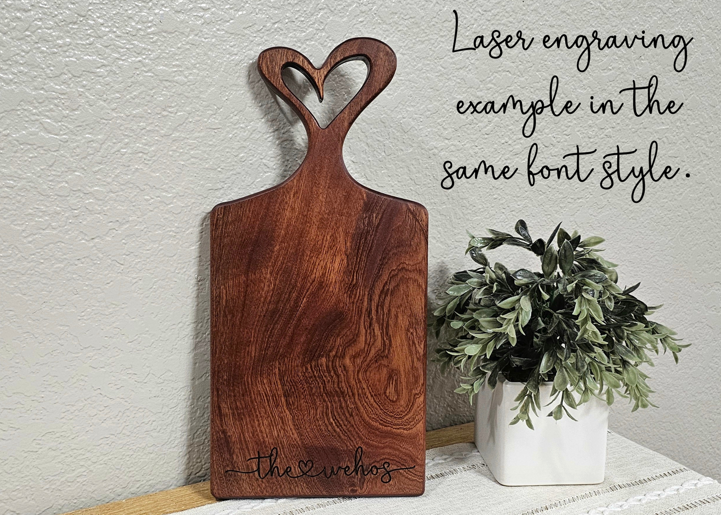 Heart Charcuterie Board with Laser Engraving Add On Style Options For Mother's Day Gift | Grandmother's Gift Option