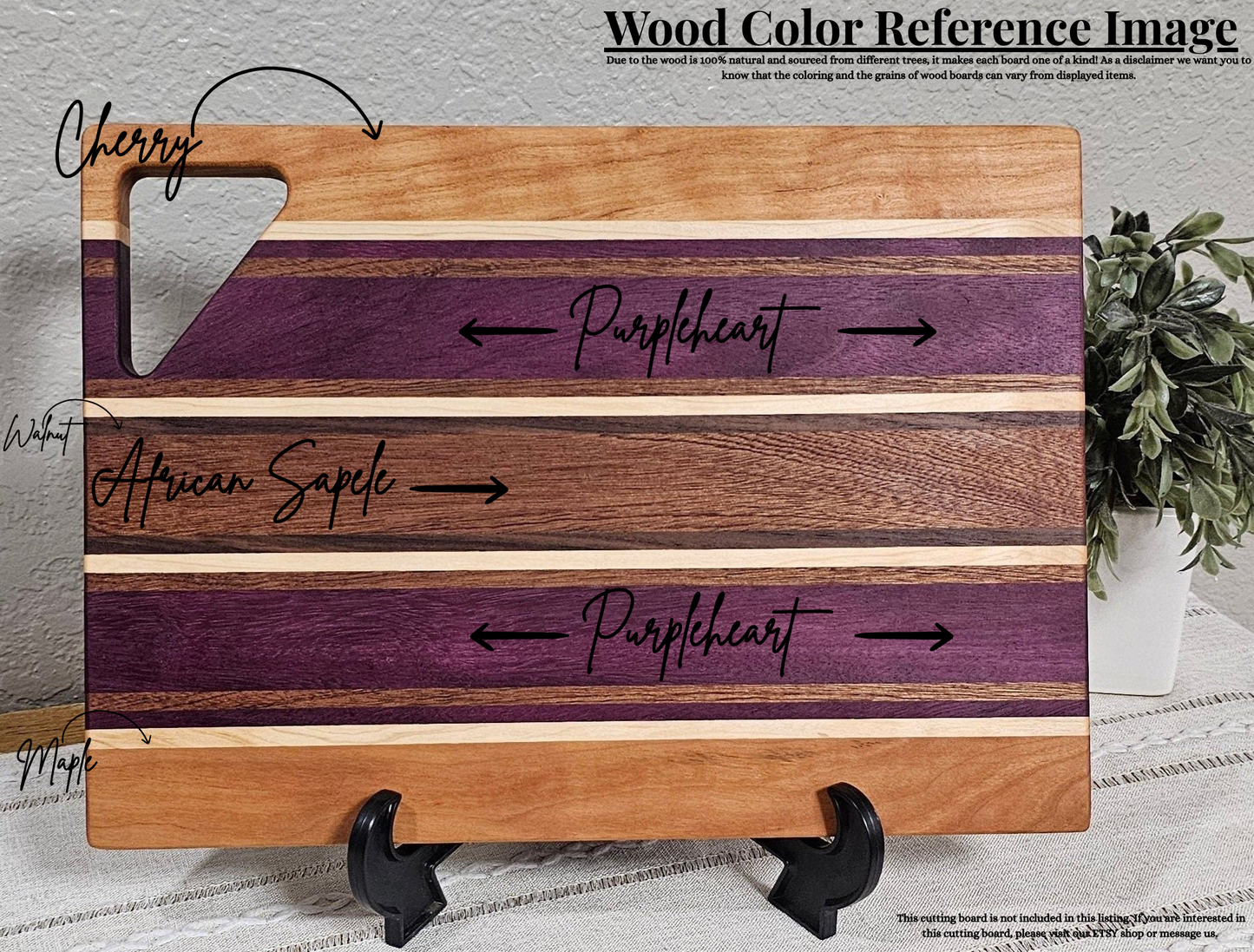 Solid Wood Cutting Board –  Multiple Wood Color Options - 3 Size Options