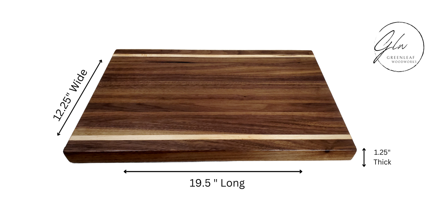 Reversible Large Premium Walnut Cutting Board with Maple Accents